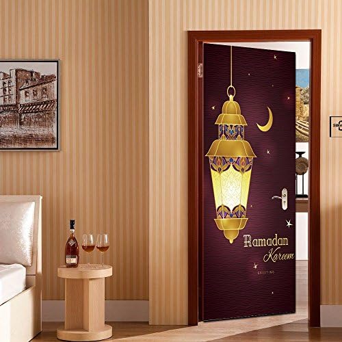 MIAORUI New Muslim Ramadan blessing door sticker/personality wooden door decorating wall sticker