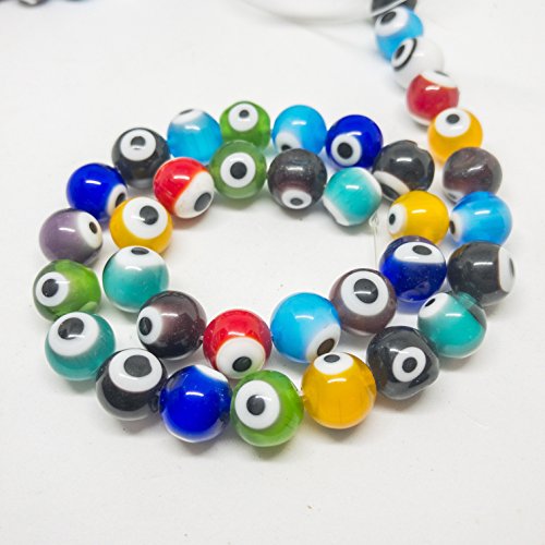 bigigloo Evil Eye Lampwork Glass Beads. Complete Strand. 6mm, 8mm or 10mm 10mm