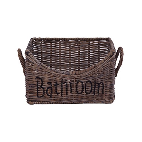 Aufbewahrungsbox „Bathroom“ Korb Deko Badezimmeraccessoire ca. 24 x 18 cm Rattan - 2