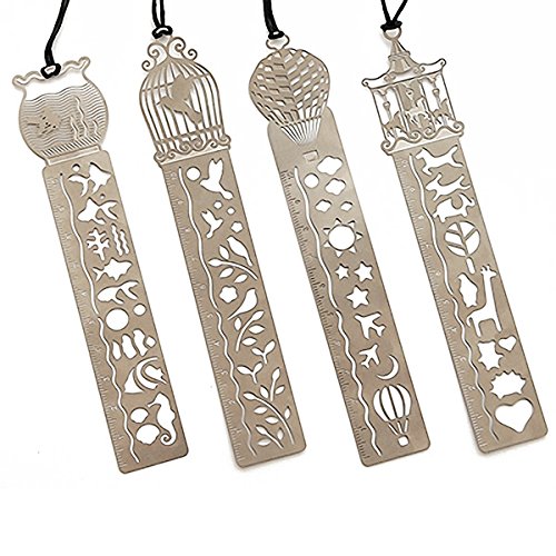 ROSENICE Metall Lesezeichen Herrscher 4pcs Schablone Edelstahl hohl Zeichnung Vorlage