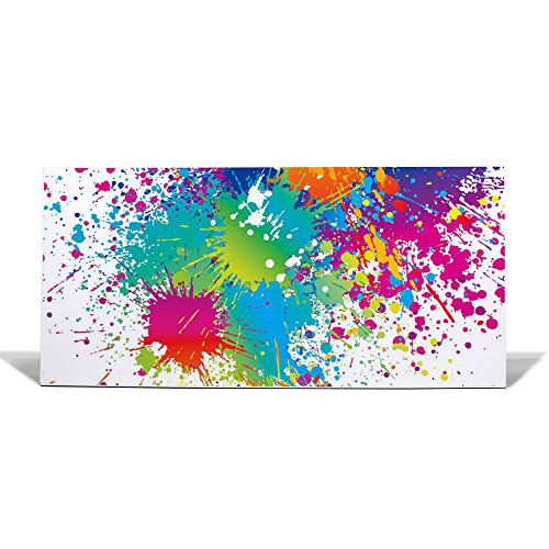 banjado - Pinnwand Magnettafel weiß 78cm x 37cm quer mit Motiv Farbspritzer
