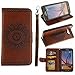Produktbild Hülle für Galaxy S6,Case für Galaxy S6,Galaxy S6 Handyhülle Leder Wallet Case,YingC-T Elegant Malerei Mandala Blume Braun Muster Handytasche Samsung Galaxy S6 Schutzhülle Leder Bookstyle Brieftasche Ständer Stand Hülle mit Karte Halterung Magnetverschluss Extra Dünn Tasche Premium Design Klapphülle Flip Schutz Schale Hülle Etui Cover für Samsung Galaxy S6 G920