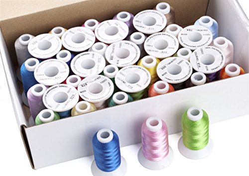 Simthreads 40 Farben Polyester Stickgarn – 500 Meter, für Brother / Babylock / Janome / Kenmore / Singer Stickereimaschine - 2