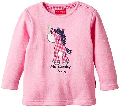 SALT AND PEPPER Baby Girls B Sweat my Pony cheeky Pony Plain Crew Neck Long Sleeve Sweatshirt, Pink (light Pink 853), 3-6 Months (Manufacturer size: 68)
