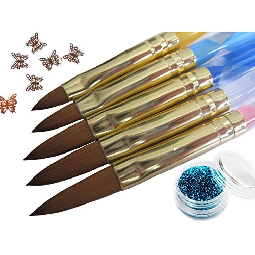 VORCOOL Gel Pinsel Pen-Set 5 x Acryl Nail Art UV-Gel schnitzen Pen Brush Liquid Powder DIY No.12.10.8.6.4 - 2