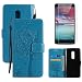 Produktbild OYIME für ZTE Axon 7 Hülle Leder Klappbar und Display Schutz Folie, Blau Katzen und Baum Muster Handyhülle zum Klappen Dünn Magnet Vollschutz Klapphülle Original Flip Book Case Full Cover