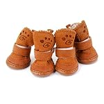 Scarpe-Calde-Passi-Del-Cane-Da-Compagnia-Accogliente-Boots-Vestiti-Abbigliamento-2-Tan