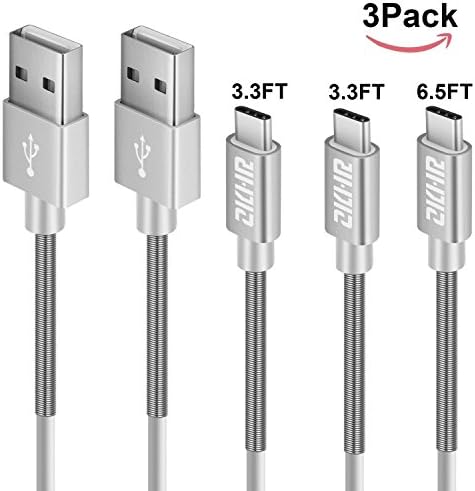 USB Type C Cable, ZKHR [ 3-Pack Spring Reinforced ] USB 2.0 Type C Cable USB C Data Sync Cord Cable for Samsung Galaxy S8 / S8 Plus, New MacBook 2015, ChromeBook Pixel, Nexus 5X/6P, Huawei P9, Oneplus 2/3 and More USB C Devices (white)
