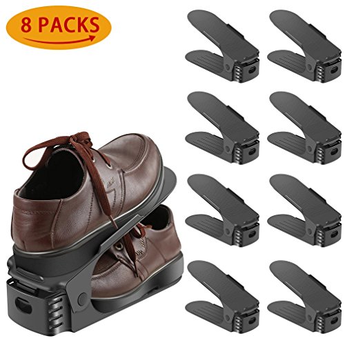 Soporte de calzado con ranura ajustable para ordenar| organizador de calzado con ranura ajustable (8PCS-Negro) Ahorro de espacio de Almacenamiento de