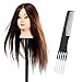 Goodofferplace® Hairdressing 85% Professional Real Hair 22Inch Training Mannequin Head Hairdresser Training Head w/Clamp with Black Prong Metal Pin Combs Rough With Backcomb Teeth For College and Professional Use