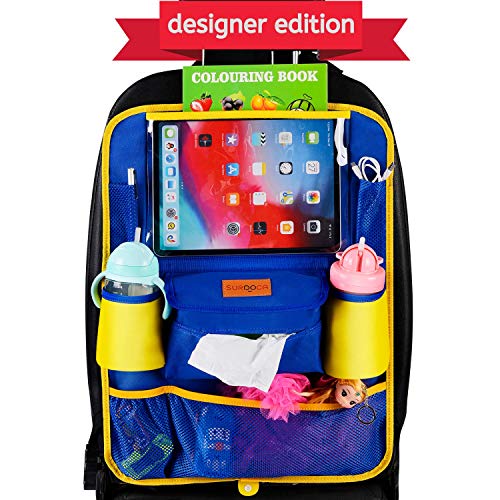 Preisvergleich Produktbild Car Seat Organiser for Kids,SURDOCA Exclusive Designers Edition,Enhanced Car Organiser Back Seat for 12.9 / 11 and smaller size iPad,include Apple Pencil pocket and 2 Thermal Insulation Pockets,PVC free