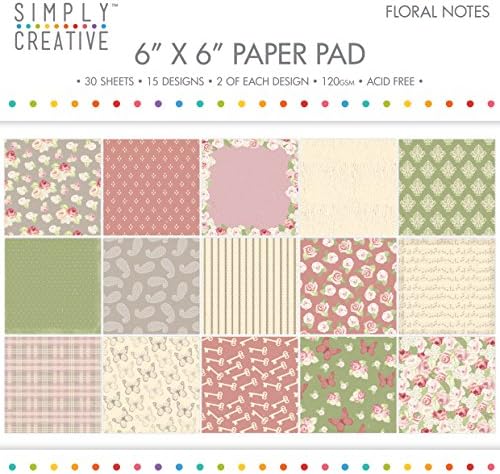 Simply Creative Floral Notes Paper Pad 6"X6" (15 Designs, FSC)