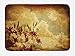 Produktbild MSGDF Burnt Orange Bath Mat, Double Exposure Burnt Worn Shaggy Retro Background with Flowers Clouds Design, Plush Bathroom Decor Mat with Non Slip Backing, 23.6(L) X15.7(W) inch, Tan Orange