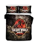 SanHai Couette en Coton Couverture Souple Set Monde Dinosaur 3D Imprimé Literie Amants de Dinosaure égyptien Housse de Couette pour Fille garçon Enfant (sans Feuilles),Park,Twin(68x86in)