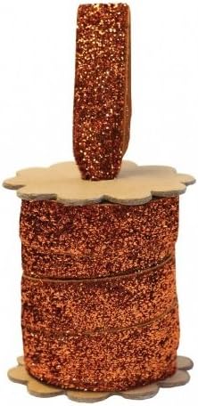 Christmas Ribbon Spool - 4 metres of Bronze, Copper Glitter Ribbon