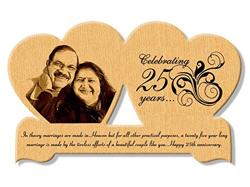 Incredible Gifts India Wooden 25Th Wedding Anniversary Gift Wooden Engraved Photo In Heart
