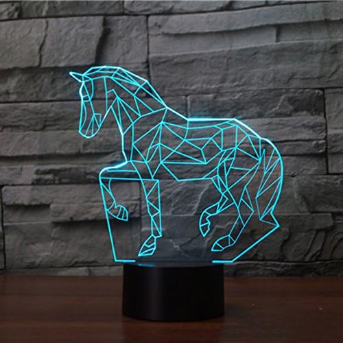 Acrylic 7 Colors Changing Animal Horse Led Nightlights 3D Light LED Desk Table Lamp USB 5V Lamps for Home Decoration
