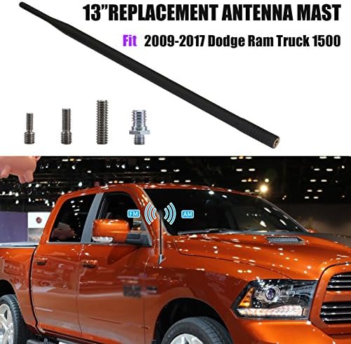 Sengear 13" Car Aerial Antenna AM FM Radio Signal Reception Mast Black Replacement For 2009-2017 Ram Truck 1500