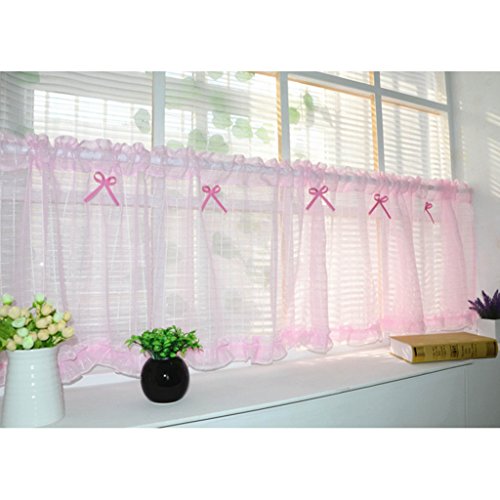„bow-knot“ Landesmode Scheibengardine halbtransparent Bistrogardine Vorhänge modernes Wohnen, Pink, BxH 140x100cm - 2