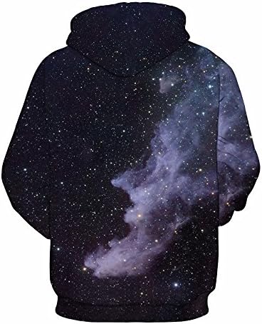 Sfit Unisex Galaxy Printing Drawstring Casual Hoodies Pullover Sweater