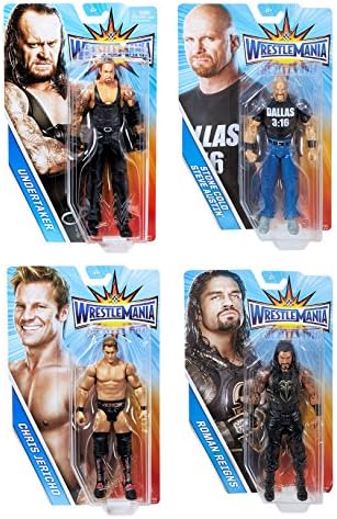 WWE - World Wrestling Entertainment - Wrestlemania - Deluxe 6 Inch Action Figure 4 pack - Roman Reigns, Undertaker, Chris Jericho & Stone Cold Steve Austin 4 Pack