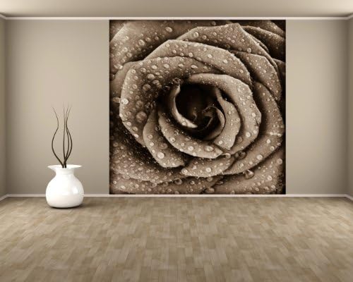 Bilderdepot24 self-adhesive photo wallpaper Purple rose petals covered with waterdrops - sepia brown 106.30 inch x 106.30 inch (270x270 cm) - Manufacturer Direct Sale