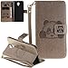 Produktbild Neu ISENPENK OnePlus 3/OnePlus Three Hülle Leder [Grau] Magnet Bookstyle Wallet,Tiere Muster 3D Panda OnePlus 3/OnePlus Three Backcover Tasche Flip Case Handyhülle Lederhülle 3-in-1 Bookstyle Geldbörse Tasche,Ständer Standfunktion Schutzhülle Tasche Credit Card Slots