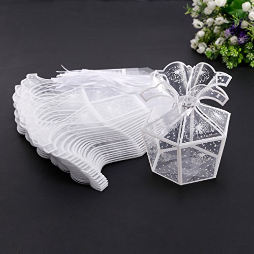 20 x Hochzeit Geburt Party Gastgeschenk Transparent Geschenkbox Geschenkverpackung Kartonage Bonboniere Box Geschenkschachtel Tischdeko - 3
