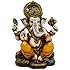 The Blessing. A colored & Gold statue of Lord Ganesh Ganpati Elephant Hindu God made from Marble powder in India