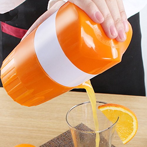 TAMUME 600ml Saft- & Zitruspressen Manueller Zitruspresse mit Becher, Deckel und Filter, Orange Presse für Frischen Fruchtsaftbecher - Kein Splatter, Kein Chaos (Orange)