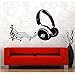 Produktbild Finloveg Music Notes Kopfhörer Wandkunst Aufkleber Wohnkultur Wohnzimmer Abnehmbare Pvc Wandtattoo Für Kinderzimmer Schlafzimmer Aufkleber 57X37 Cm