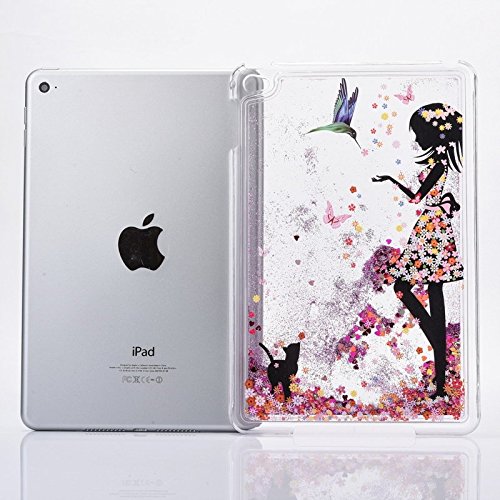 Voguecase® für Apple iPad Mini 4 hülle, Flüssig Fließende Sparkly Bling Glitzer Treibsand Quicksand (Harte Rückseite) Hybrid Hülle Schutzhülle Case Cover (Liebe Treibsand/Mädchen im bunten Kleid) + Gratis Universal Eingabestift - 2