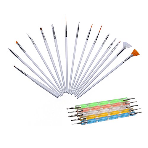eBoot 20 Pcs Nail Art Design Set Dotting Painting Pens Brushes Tool Kit
