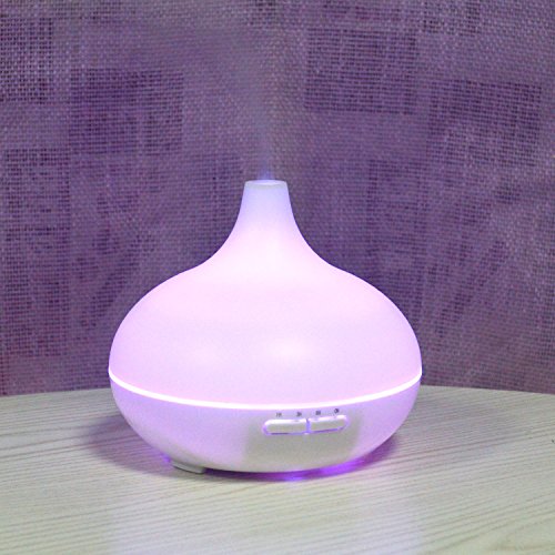 Sinovo® Aroma Diffuser Ultraschall Luftbefeuchter 300ml mit 7 Farben-LED Weiß Duftzerstäuber Holz-Basis für Beauty-Salon, Spa, Yoga, Schlafzimmer, Wohnzimmer, Konferenzraum