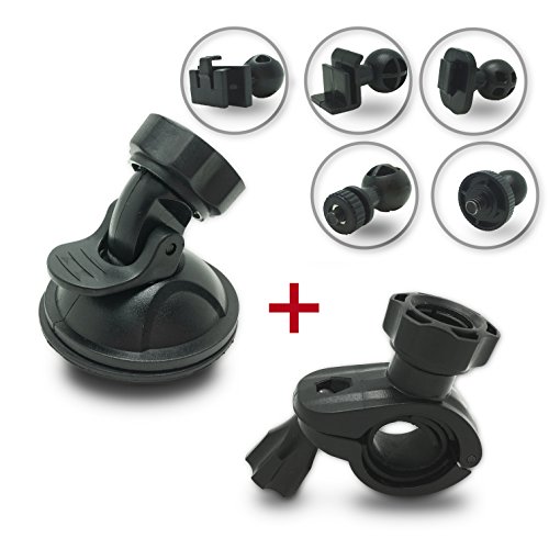 Shishuo - Soporte para cámara de salpicadero con Ventosa + Soporte para Espejo, 5 Clips de articulación Disponibles, Apto para la mayoría de cámaras de salpicadero y GPS