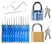 Produktbild Dietrich Set für Beginner & Fachkräfte - 15 Stück lockpicking set (12 Dietriche & 3 Spanner) + 2 Vorhängeschlösser (durchsichtiges Übungsschloss + echtes Schloss)