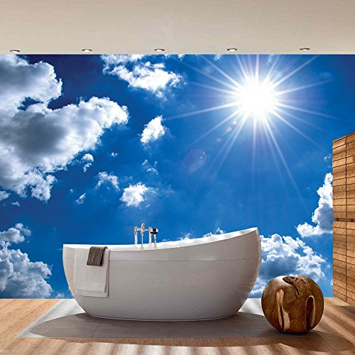 Vlies Fototapete PREMIUM PLUS Wand Foto Tapete Wand Bild Vliestapete – Himmel Sonne Wolken Lens Flare Effekt – no. 1620, Größe: 416 x 254cm Vlies - 7