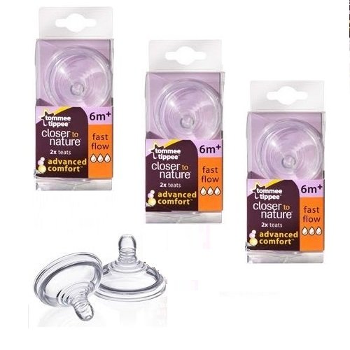 Tommee Tippee Closer to Nature Advanced Comfort Fast Flow 6 Teats 6m+