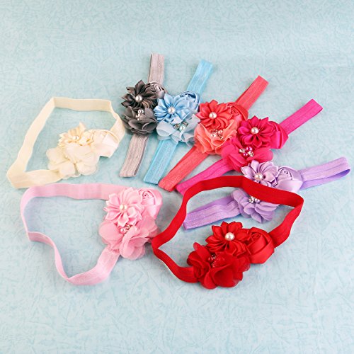 NUOLUX 8ST Cute Baby Girls Sweet Rose Blumen Perle elastisch Haarband Haar Band Zubehör Foto Props - 8