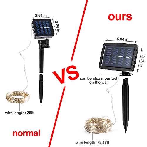 GRDE® Lichterkette Solar led Lichterkette garten Lichterkette Dekorative Beleuchtung Außenlichterkette Weihnachtslichterkette Solar Betrieben Sternenhimmel Lichtkette Kupferdraht Atmosphäre Lampen DIY Form Nymphe Kable Beleuchtung Multi-Farben,150 LED 72 ft, 2 Modi Standby/Blinken für Innner Außen, Gärten, Bäume, Traufe, Zaun, Geländer, Balkon, Weihnachten Hochzeit Geburtstag Feiern(Weiß) - 4