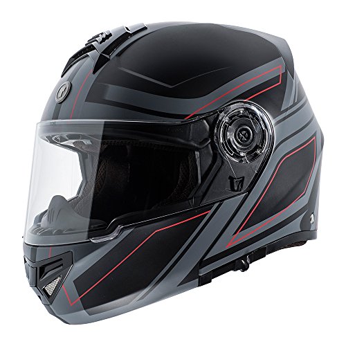 TORC T2715BL25 Full Face Modular Avenger Helm (Flat Black, Blade, XL)