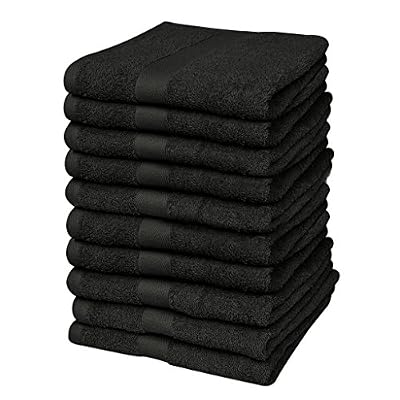 vidaXL Lot de 10 serviettes de toilette noires 30 x 50 cm 100% coton 500 gsm
