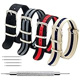 Uhrenarmband Packung mit 4 Nato Strap 16mm 18mm 20mm 22mm 24mm Ballistic Nylon Uhr Armband Zulu Uhrband mit Edelstahl Schnalle