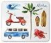 Produktbild Hawaiian Mouse Pad, Old School Moped and Hippie Van with Watercolor Style Surf Board Tropical Design, Standard Size Rectangle Non-Slip Rubber Mousepad, Multicolor