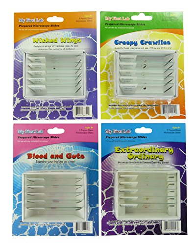 My First Lab - Set de diapositivas para microscopio - alas macizas, arrugas creepy, sangre y huecos, ordinario extraordinario