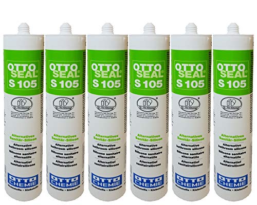 Preisvergleich Produktbild Sparset 6x Ottoseal S105 Silikondichstoff für Dehnungs- und Anschlussfugen im Sanitärbereich - witterungs-, alterungs-, und uv-beständig, sehr gute Haftung, fungizid ausgerüstet 310ml BAHAMABEIGE