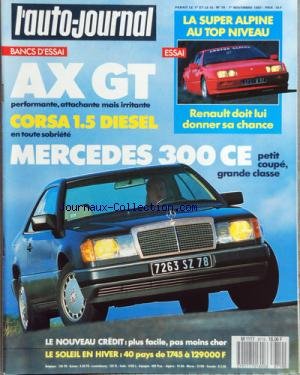 AUTO JOURNAL [No 22] du 15/12/1987 - SOMMAIRE - AJ INFORMATIONS - J'AI CONDUIT L'ALPINA B6S - AJ PREMIERE - LA TRIBUNE DES LECTEURS - L'AUTO ET LE DROIT - ASSURANCES AUTO - AUTOS D'ANTAN JOUETS DE JADIS - LES ILES DE L'OCEAN INDIEN AU BLANC D'ESSAI - LA ROUTE BUISSONNIERE - SUR LE GRIL - PHOTO-CINE-SON - ESSAI CARAVANE LE CLIP-CAR - LA COTE DES VOITURES D'OCCASION - LE PRIX DES VOITURES NEUVES - PARIS6DAKAR LA CARTE LES PARTICIPANTS - F1 DEJA 88 - RALLYE RAC - SPORT-FLASH - EN DIRECT AVEC ALAI