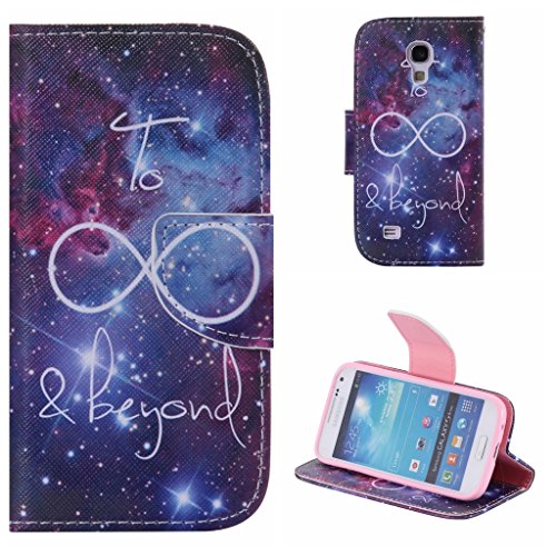 Samsung Galaxy S4 Mini Hülle + Frei Hartglas Displayschutzfolie, BoxTii® Lederhülle Leder Tasche Schutzhülle Case für Samsung Galaxy S4 Mini mit Kartenfächern Magnetverschluss und Ständer Funktion (#5 Blau)