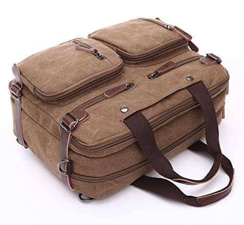 BAOSHA HB-22 Vintage Leinwand Herren Aktentasche Rucks  cke Arbeitstasche Umh  ngetasche Laptoptasche 14 Zoll Kaffee
