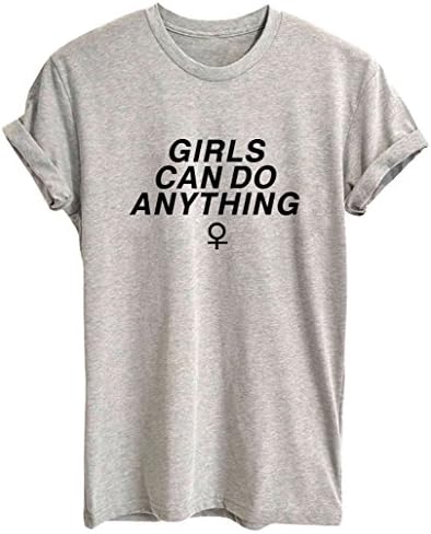 Yeesea Summer Women's Cute Short Sleeve Tops Teen Girl Tee Funny T Shirt Grey Medium